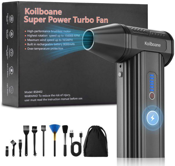 💨 Koilboane Mini Staubgebläse mit bis zu 150.000 U/Min inkl. Zubehör für 23€ (statt 30€)