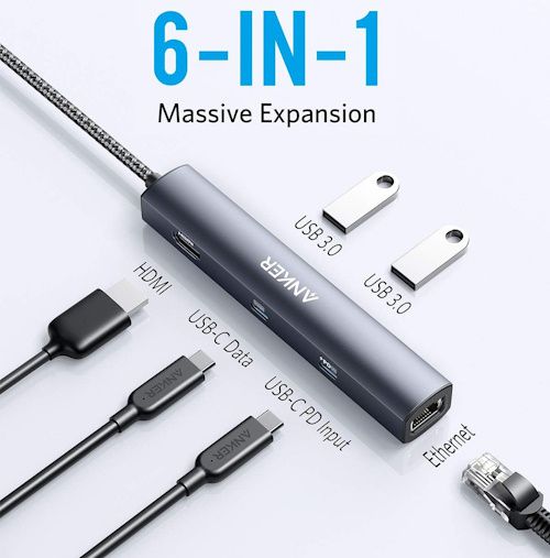 🌐 Anker PowerExpand 6 in 1 Ethernet Adapter für 24,99€ (statt 30€)
