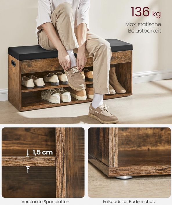 👞 VASAGLE Schuhbank mit 3 Fächer für 42,99€ (statt 53€)