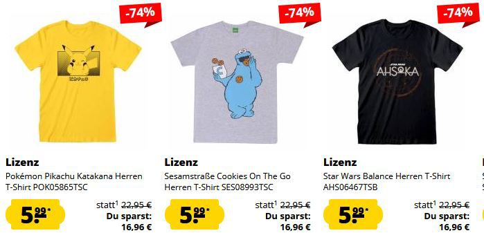 👕 SportSpar WOW Deals: Lizenzierte T Shirts mit Motiv für je 5,99€ + 5€ Gutschein