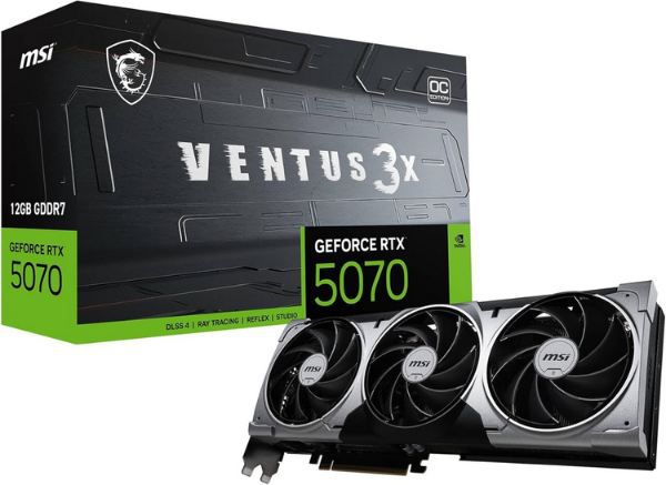 🕹️ MSI GeForce RTX 5070 12G Ventus 3X OC Grafikkarte für 579€ (statt 643€)