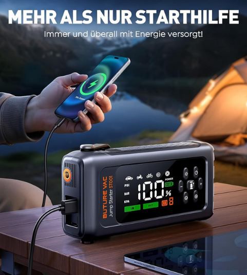 🚗 BuTure Vac ST001 Starthilfe Powerbank mit Kompressor, 5.000A für 48,99€ (statt 70€)