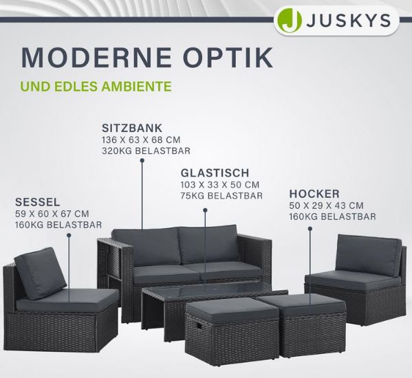 🏡 Juskys Salou Polyrattan Gartenmöbel Set für 247,94€ (statt 306€)