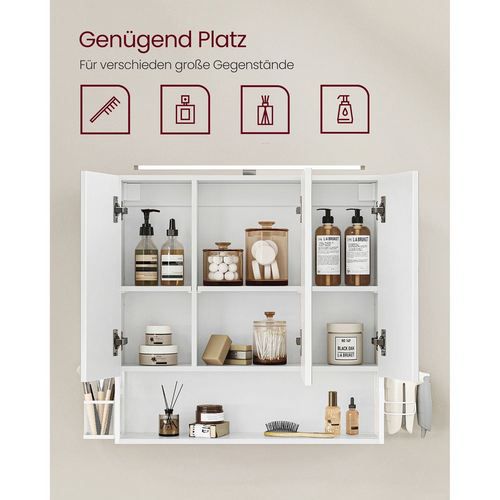 Vasagle Spiegelschrank mit Türen & LED Beleuchtung für 65,99€ (statt 76€)