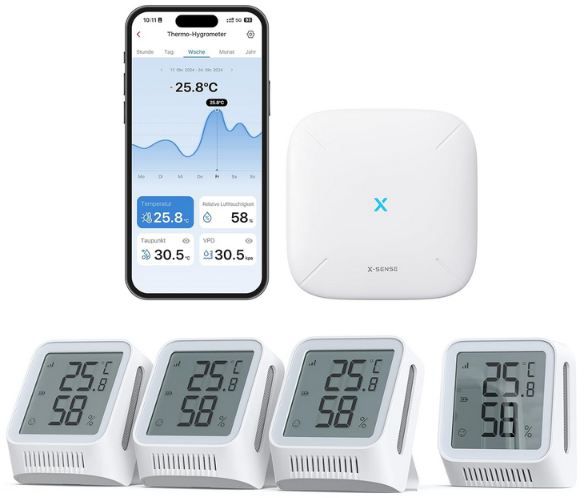 🌡️ 4er Pack X Sense WLAN Hygrometer & Thermometer + Basis für 62,99€ (statt 90€)