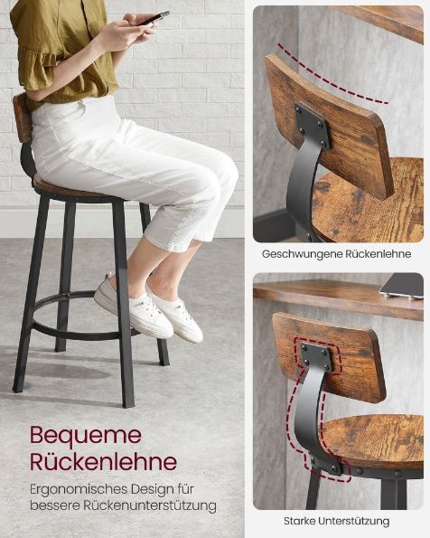 2er Set Vasagle Barhocker mit Lehne für 42,99€ (statt 60€)