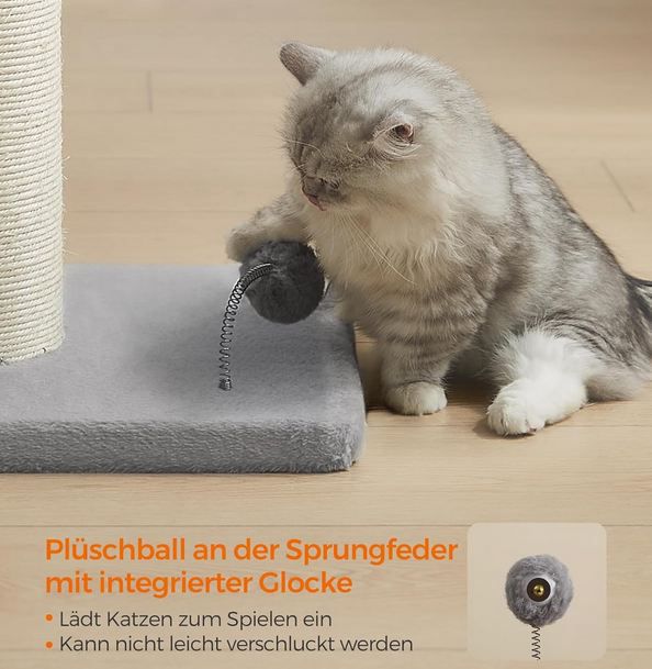 🐈 Feandrea Kratzsäule XL mit Plüschball & Glocke, 85cm für 24,08€ (statt 38€)