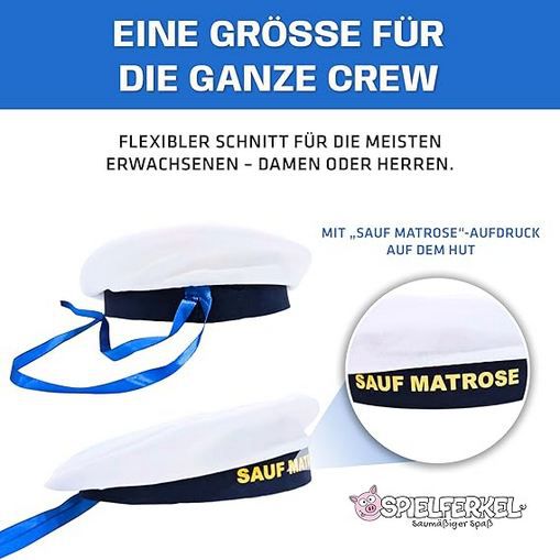 🍻 Jungesellenabschied geplant? 👉 Spielferkel Sauf Matrose   Matrosenmütze für 12,99€