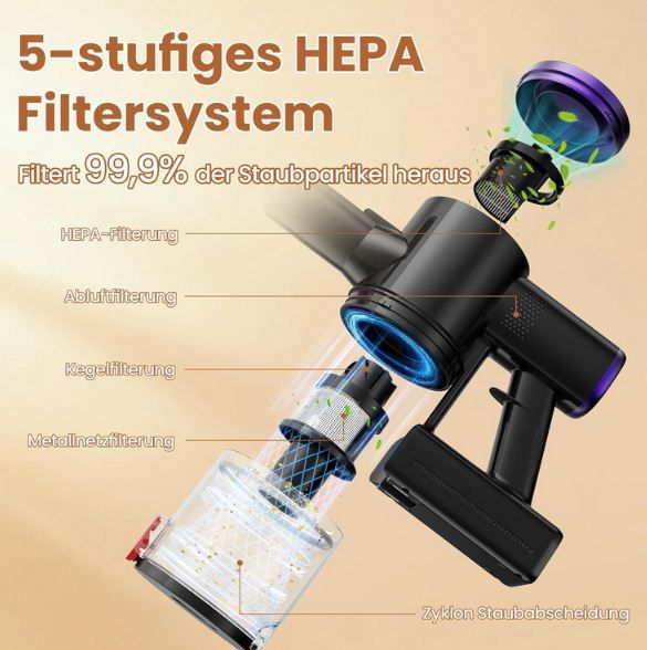 🧹 Zynet S9 Akku Staubsauger mit 500W, 45.000Pa für 68,67€ (statt 109€)