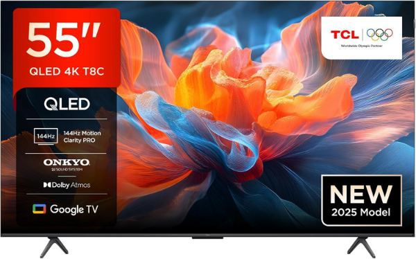📺 TCL 55T8C 55 QLED 4K HDR UHD Smart TV mit 144Hz für 379€ (statt 489€)