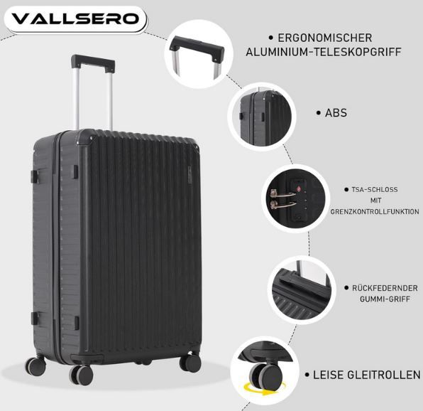 🧳 Vallsero Reisekoffer Set mit TSA Schloss, 6 tlg. für 139€ (statt 229€)