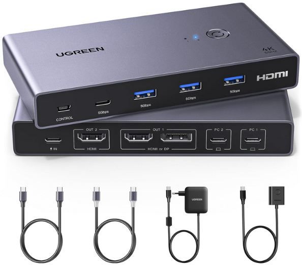 🖥️ UGREEN USB C KVM Switch mit HDMI 4K@60Hz + PD 100W für 111,99€ (statt 140€)