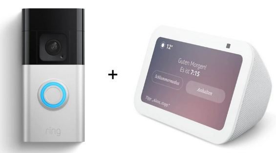 🔔 Ring Battery Video Doorbell Plus + Amazon Echo Show 5 (3. Gen) für 139,95€ (statt 210€)
