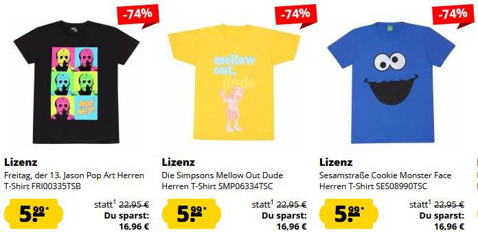 👕 SportSpar WOW Deals: Lizenzierte T Shirts mit Motiv für je 5,99€ + 5€ Gutschein