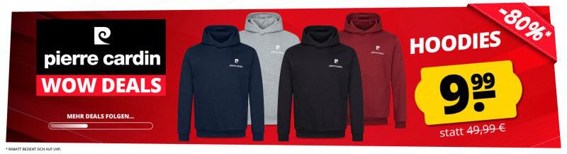 👕 SportSpar: Pierre Cardin T Shirt & Hoodie Sale ab 5,99€ + 5€ Gutschein ab 60€