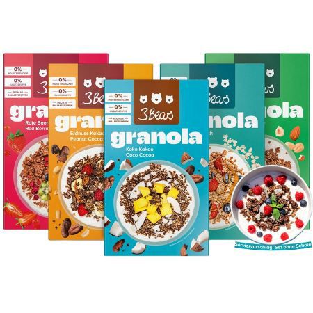 🥣 5er Pack 3Bears Granola Set mit 5 Sorten je 325g für 24,64€ (statt 29€)