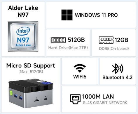 🖥️ GMKtec G5 Mini PC mit N97 Prozessor, 12GB/512GB für 159,96€ (statt 210€)