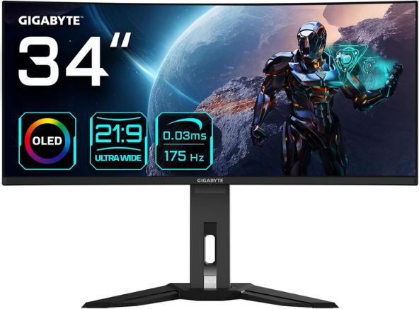 🖥️ Gigabyte MO34WQC 34 OLED WQHD Curved Gaming Monitor für 547,99€ (statt 623€)