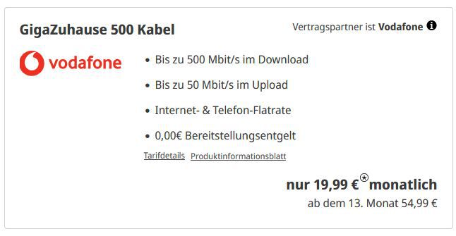 🔥 Vodafone GigaZuhause 500 Kabel für eff. 37,49€ mtl. + Nintendo Switch 2