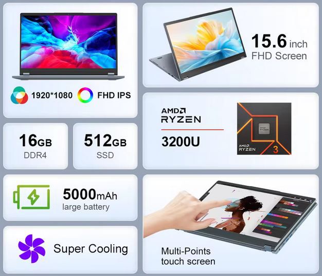 💻 Ninkear ybook15 Laptop mit 15,6 FHD + Ryzen 3 3200U für 164,80€ (statt 300€)