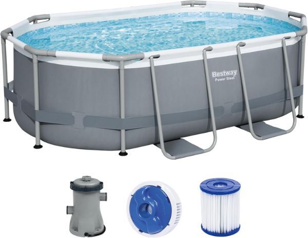 🏊🏻 Bestway Power Steel Frame Pool Set mit Filterpumpe, 305x200x84cm für 263,99€ (statt 341€)
