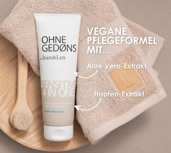 🚿 Jean & Len Sensitive 4in1 Duschgel mit Hopfen & Aloe Vera, 250ml ab 1,79€ (statt 3€)