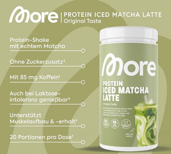 🥤 More Nutrition Protein Iced Matcha Latte, 500g für 26,29€ (statt 33€)