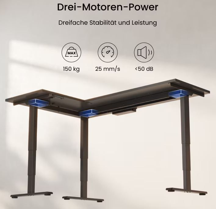 📋 Flexispot E5L Höhenverstellbarer Schreibtisch in L Form für 299,99€ (statt 400€)