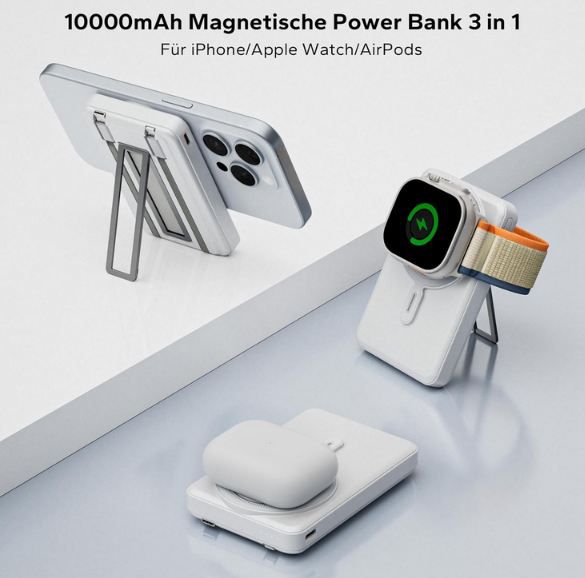 🔋 Eazpower 3 in 1 Magsafe Powerbank mit 10.000mAh, 20W für 21,99€ (statt 40€)