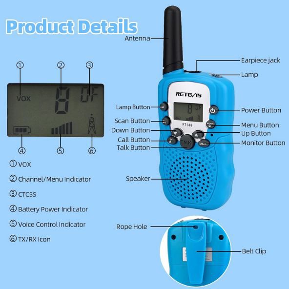 📡 2er Set Retevis RT388 Kinder Walkie Talkie mit großer Reichweite für 15,63€ (statt 23€)