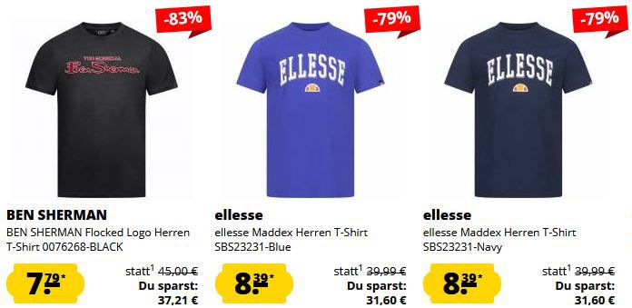 🔥👕 SportSpar: T Shirt Sommerschlussverkauf ab 3,33€ + 5€ Gutschein ab 60€