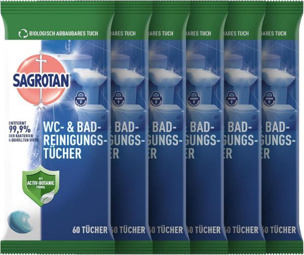 🚽 6 x 60er Pack Sagrotan WC Reinigungstücher ab 15€ (statt 23€)