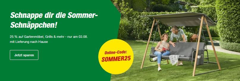 🏡 toom: 25% Rabatt auf Gartenmöbel, Grills und viel mehr   nur heute!