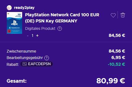 🎮 100€ Playstation Network (PSN) Guthabenkarte für 80,99€