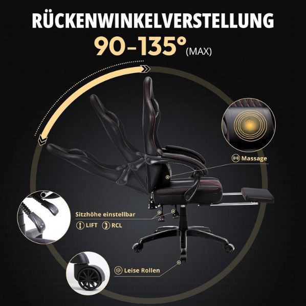 💺 Dowinx Gaming Stuhl mit Lendenwirbelstütze für 90,65€ (statt 111€)