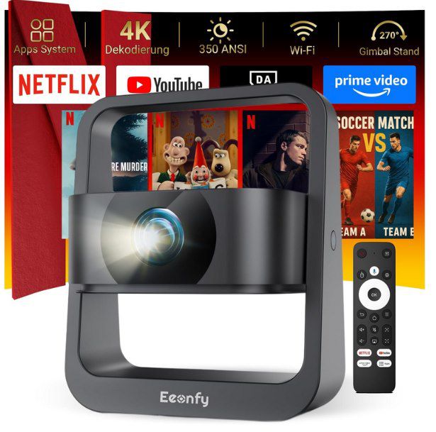 📽️ Eeenfy Venus V1 1080p Beamer mit 500 ANSI & Android für 64,99€ (statt 100€)