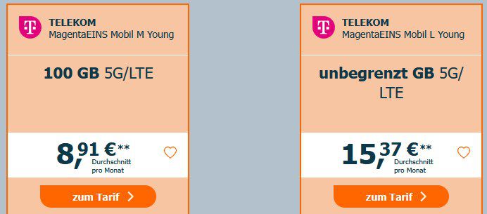 📲 Junge Leute: Telekom MagentaEINS Mobil S 40GB für eff. 6,62€ mtl.