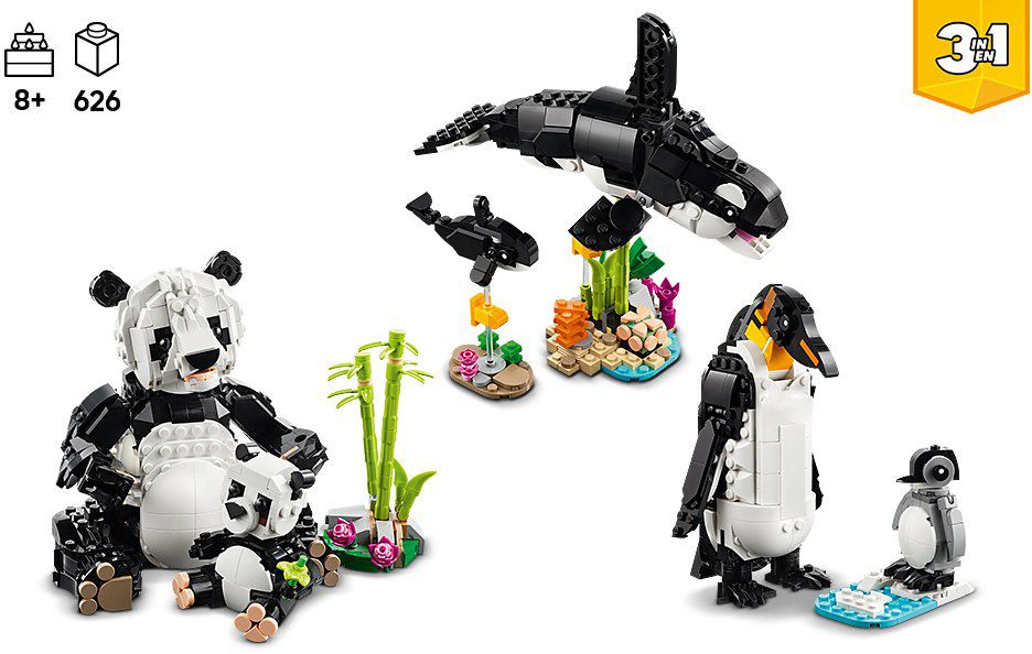 🐼 LEGO Creator 3in1 Wilde Tiere: Pandafamilie, Pinguine oder Schwertwale für 19,99€ (statt 29€)