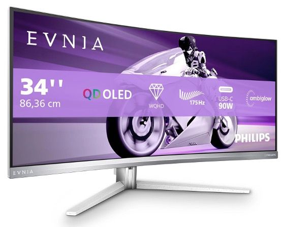 🧨 Philips Evnia 34M2C8600 34 WQHD Curved OLED Ambiglow Monitor 🖥️ für 599€ (statt 719€)