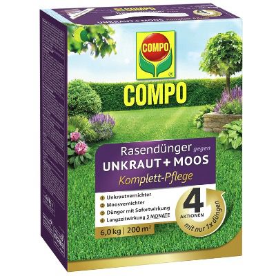 🏡 COMPO Rasendünger gegen Unkraut & Moos 🌿 6kg für 200m² für 24,30€ (statt 36€)