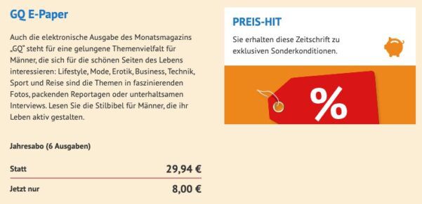 GQ E Paper Jahresabo 🗞️ mit 6 Ausgaben für 8€ (statt 30€)