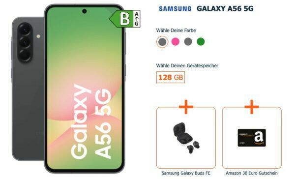 📱 Samsung Galaxy A56 + Buds für 1€ inkl. Vodafone 50GB ➡️ für 19,99€ mtl. + 30€ Amazon