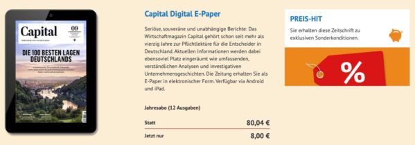💰12 Ausgaben Capital Abo als e Paper ⚡ direkt nur 8€ (statt 80€)