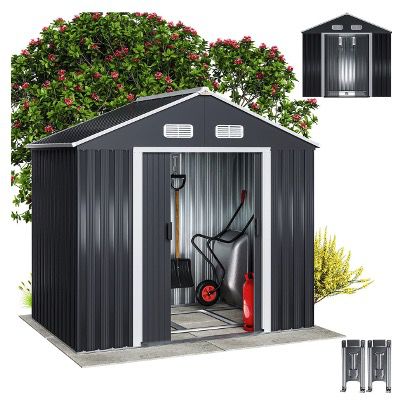 🏡 Deuba Geräteschuppen Metall 196x132x188cm in Anthrazit ➡️ ab 134,95€ (statt 219€)