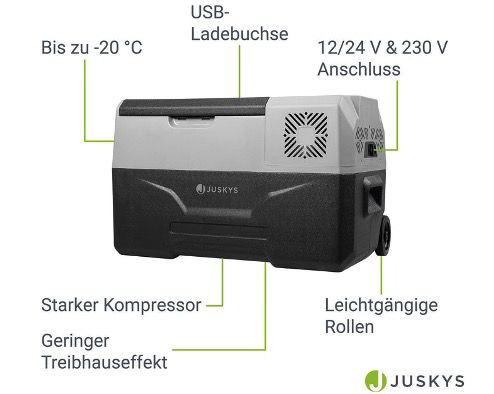 Juskys Kompressor Kühlbox Yukon 🧊 30 Liter mit 12/24 & 230V für 128€ (statt 200€)