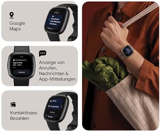 ⌚ Google Fitbit Versa 4 Fitness Smartwatch für iOS und Android für 107,10€ (statt 144€)