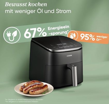 🍟😋 Cosori Turboblaze Heißluftfritteuse mit 6L für 135,99€ (statt 160€)