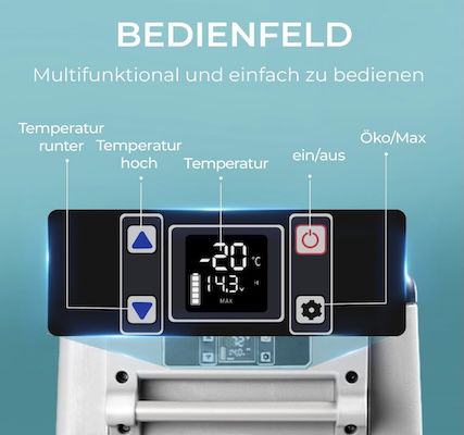 🔝🥶 EUHOMY 30,6L Kompressor Kühlbox mit  20℃ bis +20℃ für 170€ (statt 197€)
