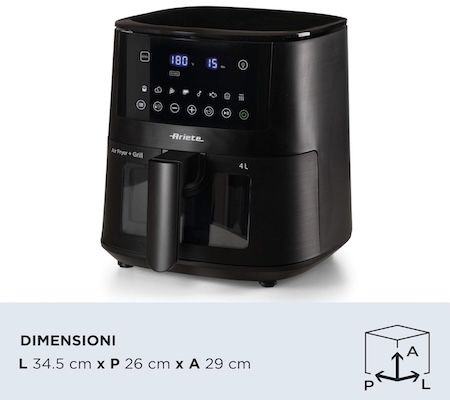 🍕 Ariete 4633 Heißluftfritteuse mit 4L & 1400 W für 40€ (statt 77€)