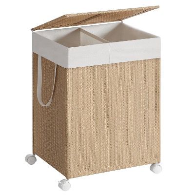 🏠 SONGMICS HOME Wäschekorb mit 2 Fächern, 100L und Deckel für 33,43€ (statt 44€)